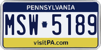 PA license plate MSW5189