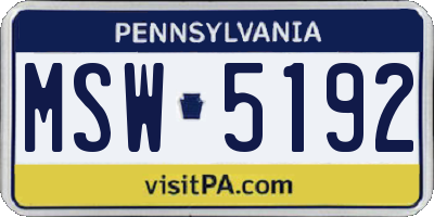 PA license plate MSW5192