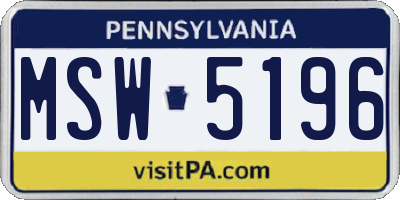 PA license plate MSW5196