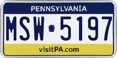 PA license plate MSW5197