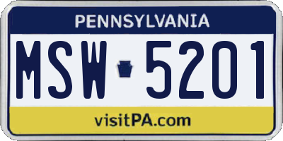 PA license plate MSW5201