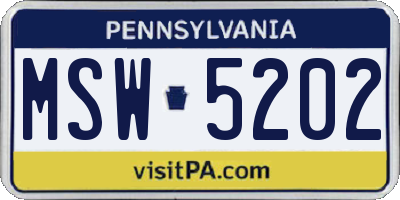 PA license plate MSW5202