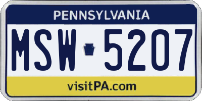 PA license plate MSW5207