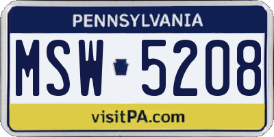 PA license plate MSW5208