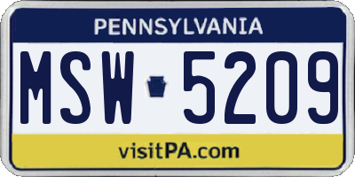 PA license plate MSW5209