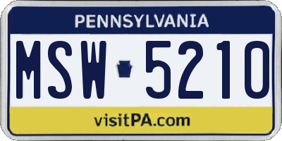 PA license plate MSW5210