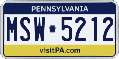 PA license plate MSW5212
