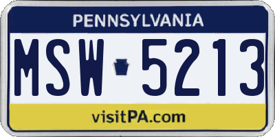 PA license plate MSW5213