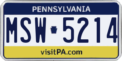 PA license plate MSW5214