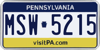 PA license plate MSW5215