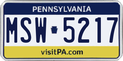 PA license plate MSW5217