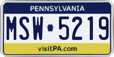 PA license plate MSW5219