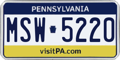 PA license plate MSW5220