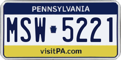 PA license plate MSW5221