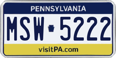PA license plate MSW5222