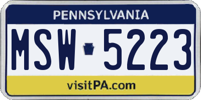 PA license plate MSW5223