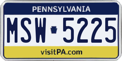 PA license plate MSW5225