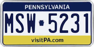 PA license plate MSW5231