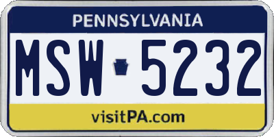 PA license plate MSW5232