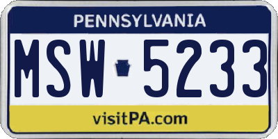 PA license plate MSW5233