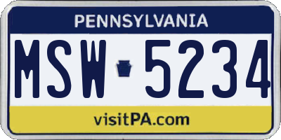 PA license plate MSW5234