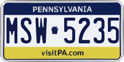PA license plate MSW5235