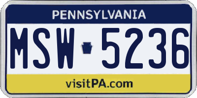 PA license plate MSW5236