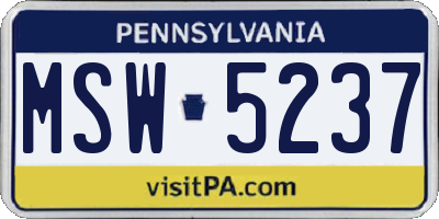 PA license plate MSW5237