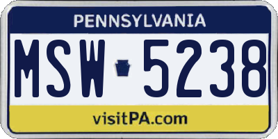 PA license plate MSW5238