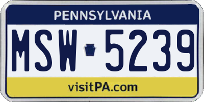 PA license plate MSW5239