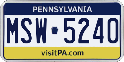 PA license plate MSW5240