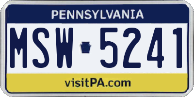 PA license plate MSW5241