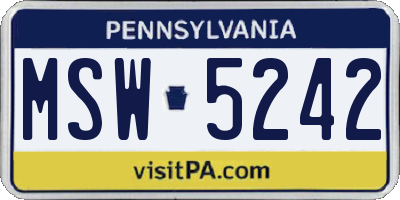 PA license plate MSW5242