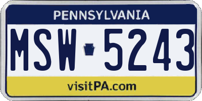 PA license plate MSW5243