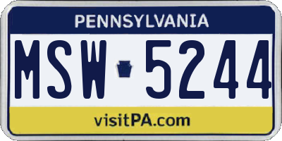 PA license plate MSW5244