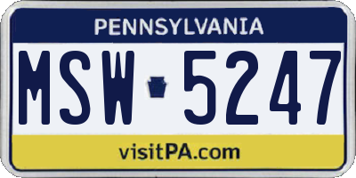 PA license plate MSW5247