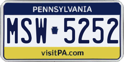 PA license plate MSW5252