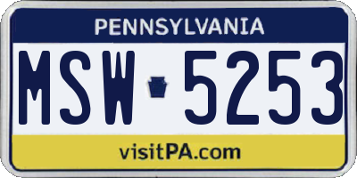 PA license plate MSW5253