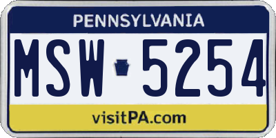 PA license plate MSW5254