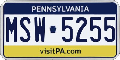 PA license plate MSW5255
