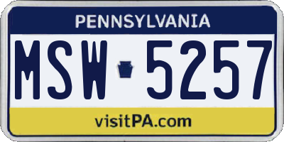 PA license plate MSW5257