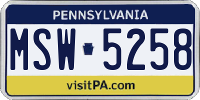 PA license plate MSW5258
