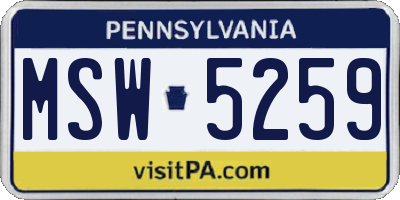 PA license plate MSW5259