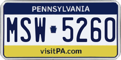 PA license plate MSW5260