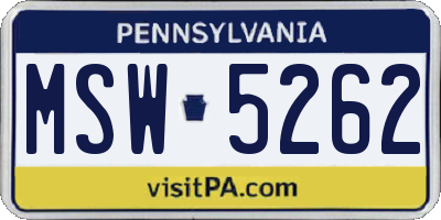 PA license plate MSW5262