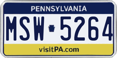 PA license plate MSW5264