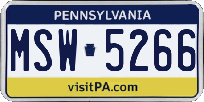 PA license plate MSW5266