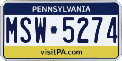 PA license plate MSW5274