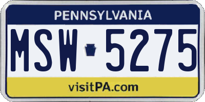 PA license plate MSW5275