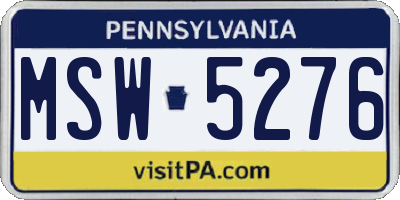 PA license plate MSW5276